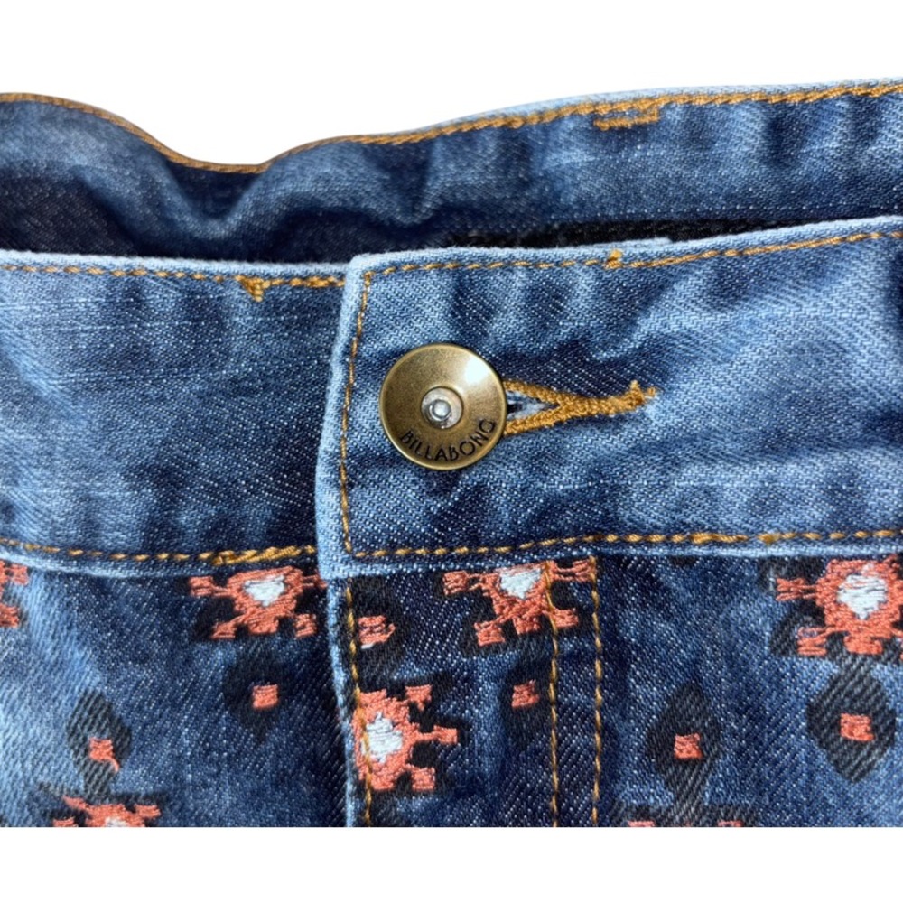 Billabong Denim Shorts Ladies Size 27 Floral Print Blue Cotton Festival - Picture 3 of 7